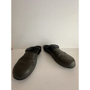 Vionic Womens 7 Colby Black Leather Snakeskin Strap Slip On Clog Mule